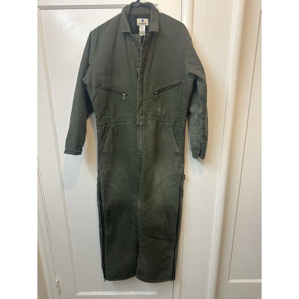 Vintage VF Imagewear Green Cotton Coveralls Zip Front‎ Workwear Jumpsuit Mens M